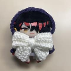 ぬい服 リボンポンチョ 白×紫 プリンセスモールNo.6