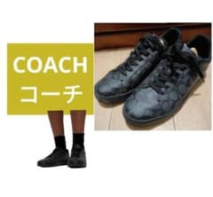 【28cm】COACH レザー スニーカー ブラック G4949 正規品