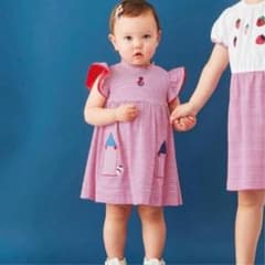 未使用】familiarファミリア ピンクフリルワンピース ファミちゃん春90