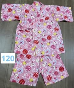 ピンク 花火模様 甚平 120cm