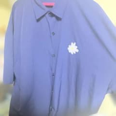 十萬番　ネイビー 5XL 半袖シャツ 花刺繍のサムネイル