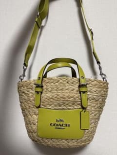 COACH かごバッグ ストローバッグ ライムグリーン - メルカリ