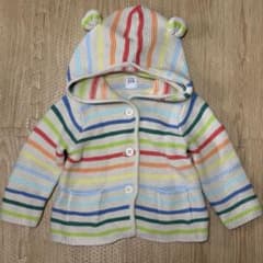 babyGap ニットカーディガン 70 耳付き フード マルチボーダーのサムネイル