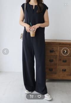and Me 梨地ポンチキーネックオールインワン ネイビー Mのサムネイル