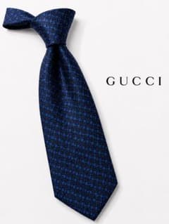 GUCCI ネクタイ ネイビー系 スクエア柄 - メルカリ