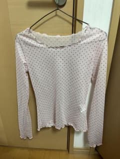 ピンク ドット柄 長袖Tシャツのサムネイル