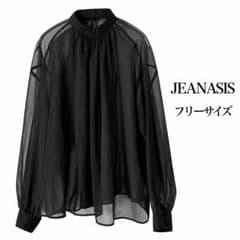 ジーナシス 前後2WAY シアー ハイネック ブラウス 黒 F シースルー　長袖