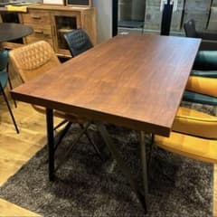 ウォールナット 160ダイニングテーブル 木製 高級感 ブラウン スチール