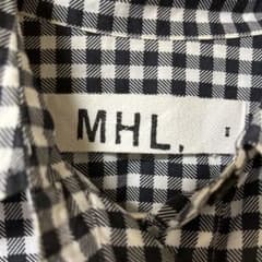 マーガレットハウエル ギンガムチェック シャツ 七分袖 黒白 MHL 