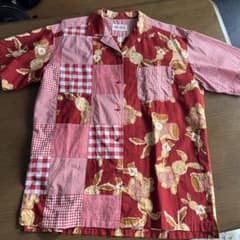 専用　レッド×ピンク パッチワーク 半袖シャツ PINK HOUSE ウサギ柄 パッチワーク 半袖シャツ - メルカリ