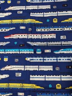 新幹線柄  紺/青 オックス生地 端切れ  電車柄 ネイビーのサムネイル