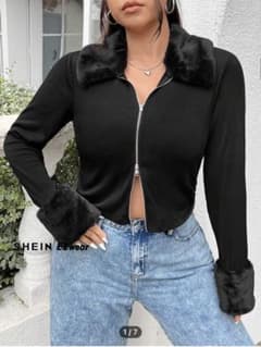 SHEIN シズニルック 黒 ファーニット
