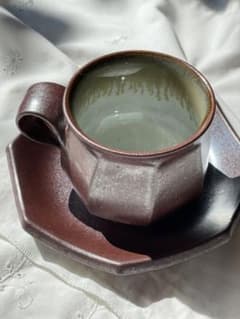 [値下げ]コーヒーカップ&ソーサー(ブラウン)のサムネイル