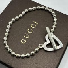 GUCCI グッチ ボールチェーン ブレスレット トグル ハート 18 シルバー 