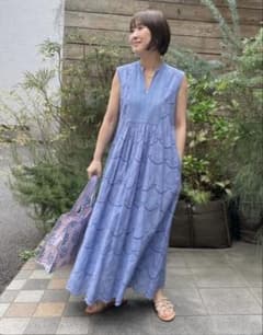 ヌキテパ 25SS コットンボイル ドット ヘムラ刺繍 ワンピース - メルカリ