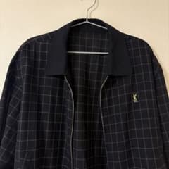 YSL ネイビー チェック柄 ジャケット　【値下げ交渉可能です】のサムネイル
