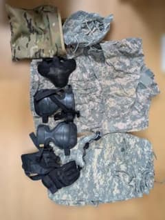 サバゲー装備一式】迷彩服 上下セット＋装備品一式（ゴーグル・マスク