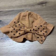 ベビー 帽子 ドット柄 リボン付き 46cm