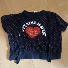 水玉模様のストラップ付きTシャツ（小さめ）のサムネイル