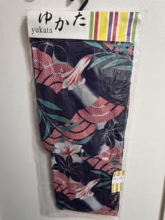 ゆかた 浴衣 単品 紺地 百合 鹿の子柄のサムネイル