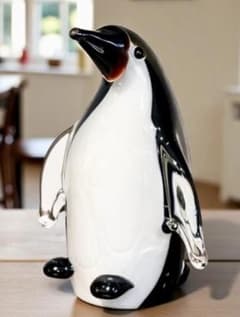 ペンギン 置物 ガラス オブジェ ホワイト ブラック ユニーク 65404PG