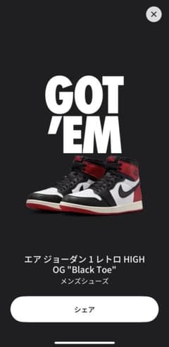 NIKE エアジョーダン 1 レトロ HIGH OG Black Toeのサムネイル