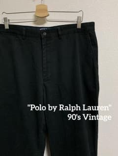 Ralph Lauren ブラック　ポロチノ シルク混　90s スペシャル　黒 90s】Polo by Ralph Lauren ポロチノブラック 36×34 - メルカリ