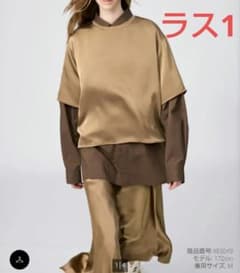 UNIQLO サテンオーバーサイズショートブラウス ベージュ Mサイズ 