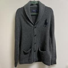 POLO RALPH LAURENグレー カーディガンウールポニー刺繍 人気定番のサムネイル