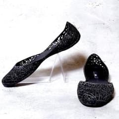 【Popular Classic Design】Excellent Condition Melissa Campana Flat Shoes (Size 24.5) with Glitter