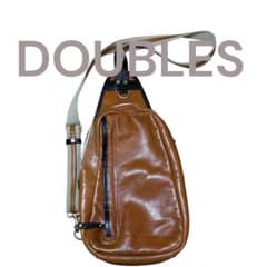【良品】DOUBLES ダブルス オレンジ ボディバッグ　レザー　牛革のサムネイル