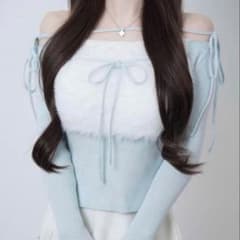 トップス lumignon Ribbon bust fluffy tops Blue lumignon Ribbon bust fluffy tops ブルー - メルカリ