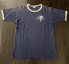 70S USA製チャンピオン バータグ ナス紺 ビンテージ リンガーTシャツ 