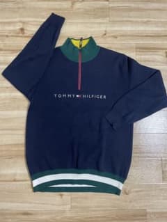 ラ*ン様 TOMMY HILFIGER ジップアップセーター L ネイビーのサムネイル