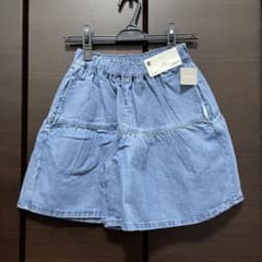 GU ジーユー　デニムティアードキュロット　半ズボン　ボトムス　ハーフパンツ