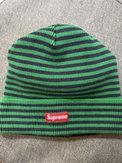 Supreme ニット帽 ビーニー ボーダー　グリーンのサムネイル