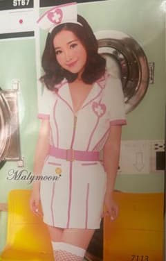 Malymoon ナース服 Mサイズ ホワイト/ピンクのサムネイル