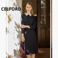 極美品 CELFORD ボックスプリーツワンピース 襟取り外し可能 ネイビー 極美品 CELFORD ボックスプリーツワンピース 襟取り外し可能 ネイビー