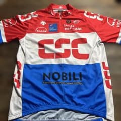 チームCSCティスカリ♥ヴィンテージ サイクルジャージ 半袖 ウェア DESCENTE CSC 半袖サイクルジャージ チームカラー赤/青/白XLサイズ