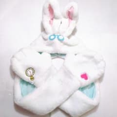 ディズニー 不思議の国のアリス 白うさぎ マフラーキャップ ファン