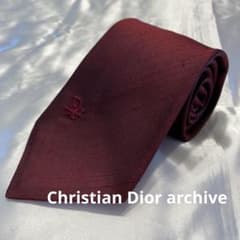 希少大きめ刺繍Christian Diorトロッターオブリーク刺繍シルクネクタイ