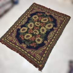 花 ひまわり マルチカバー ソファカバー ヴィンテージラグ 143x111