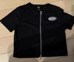 Dazy ダブルジップ リブTシャツ ブラック M チビT y2kのサムネイル