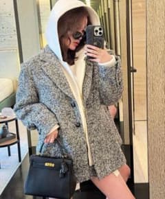 Sheller ヘリンボーンオーバーサイズジャケットコート キュロット 