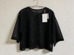 メッシュデザイン 半袖トップス 黒のサムネイル