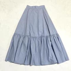 美品 アルアバイル ストライプアシメギャザースカート ブルー 定価2.6