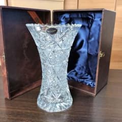 新品/箱付】ボヘミアグラス クリスタル 花瓶 チェコスロバキア製