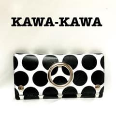 【大人気】kawa-kawa ハトメ長財布(白黒の水玉)モノトーン【ドット柄】 大人気】kawa-kawa ハトメ長財布(白黒の水玉)モノトーン【ドット柄
