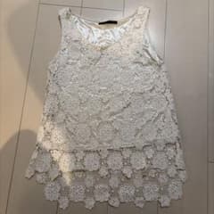 Heather ヘザー レディース　花柄 ノースリーブ カットソー　ホワイト 白のサムネイル