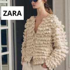 新品 ZARA ザラ テクスチャー ニット カーディガン モコモコ ローゲージ 人気♥ZARAザラ◇ローゲージ テクスチャーニットカーディガン S